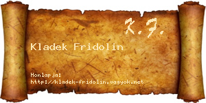 Kladek Fridolin névjegykártya